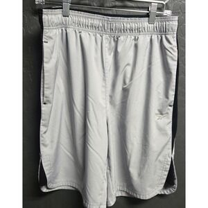 Reebok Mens Grey Black Ripstop Athletic Training Shorts Size‎ Med Zipper Pocket